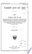 Cover of Tariff Act of 1930