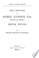 Cover of The Memoirs of Barry Lyndon, Esq., Written by Himself