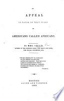 Cover of An appeal in favour of that class of Americans called Africans