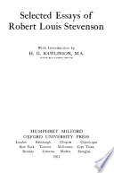 Selected Essays of Robert Louis Stevenson Cover