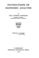 Cover of Foundations of Economic Analysis