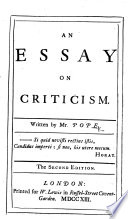 An Essay on Criticism Cover