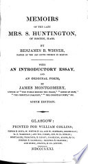 Memoirs of ... Mrs. S. Huntington Cover