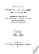 Yang Chu's Garden of Pleasure Cover